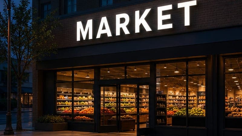 EV-BLEG04LBY-NW application - Neighbourhood market channel letters