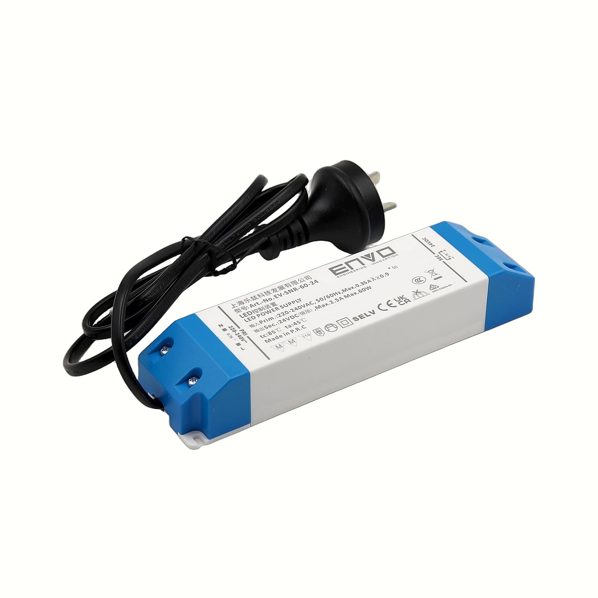 ENVO S-EV-SNR-60-24 LED Driver 60W 24V with 1m NZ Plug 2.5A