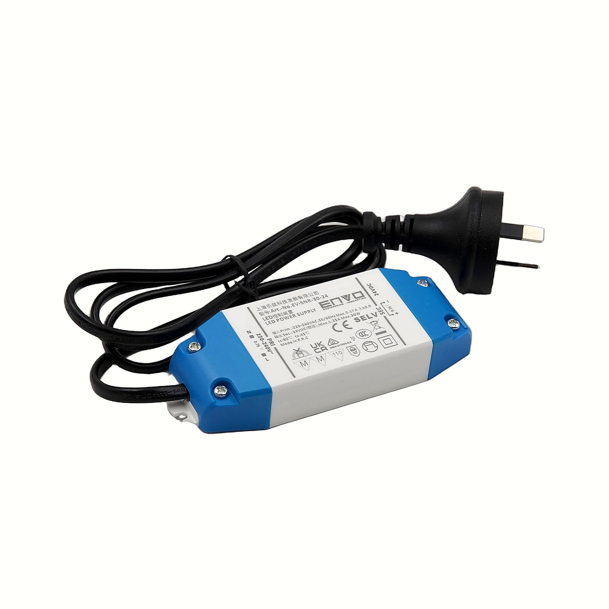 ENVO S-EV-SNR-30-24 LED Driver 30W 24V with 1m NZ Plug 1.25A